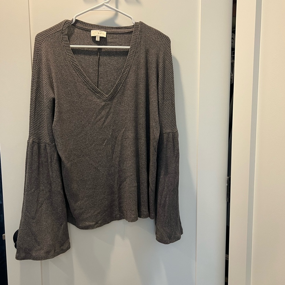 Lucky Brand Charcoal V-Neck Blouse